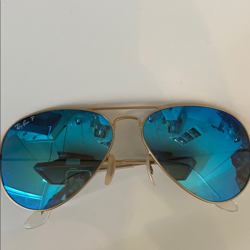 ray-ban blue reflective aviator sunglasses - Picture 2 of 2